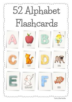 the 52 alphabet flashcards for children to use