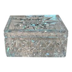 A beautiful cut crystal box circa 1940s. Most likely American crystal. Square Crystal, Crystal Box, Accessory Organization, Square, Crystals