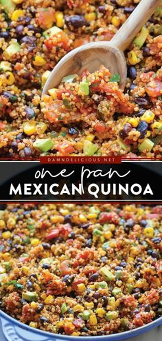 healthy mexican quisadilla recipe in a skillet with a wooden spoon