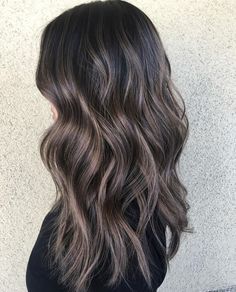 Dark Hair Ash Brown Highlights, Black To Cool Brown Balayage, Dark Neutral Balayage, Dimensional Brunette Ashy Dark, Smoky Brown Balayage, Ash Brown Balayage Cool Tone, Dark Brown Hair With Ash Balayage, Natural Low Lights For Dark Hair