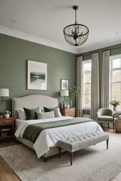 #BEAUTY, #RELATIONSHIPS #Fashion #Animals #Outfits #Winter Outfits #Animals Sage Green Bedrooms, Dreamy Bedroom Ideas, Interior Transformation, Master Bedrooms Decor Cozy, Green Bedrooms, Cozy Farmhouse Living Room, Bad Room, Farmhouse Bedroom Ideas, Sage Green Bedroom