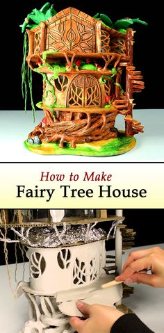 how to make a fairy tree house out of paper machs and plastic clay with this step - by - step instructions