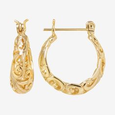 # Pieces In Set: 1 PairFeatures: In A Gift Box, Nickel Free, HuggieEarring Back: HingedMetal Color: YellowEarring Length: 19mmEarring Width: 5mmMetal: 24k Gold Over BrassCare: Polishing ClothCountry of Origin: Imported Small Hoop Filigree Earrings As Gift, Small Filigree Hoop Earrings As Gift, Gift Hoop Earrings With Intricate Design, Small Hoop Earrings With Intricate Design As Gift, Small Hoop Gold Filigree Earrings, Gold Filigree Small Hoop Jewelry, Filigree Hoop Jewelry Gift, Filigree Hoop Jewelry For Gift, Filigree Hoop Jewelry As A Gift