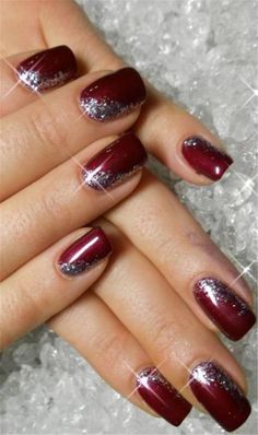 50 Burgundy Nail Color With Designs For The Coming Valentine's Day Women Fashion Christmas Nail Art Easy, French Pedicure, Valentine Nails, Christmas Nails Easy, Christmas Nail Art Designs, Burgundy Nails, Super Nails, Red And Silver, Ideas Nails