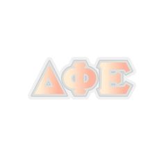 the word aoe in pink and white with an orange outline on top of it