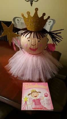 Pinkalicious Pumpkin reading project Ballerina Pumpkin, Ballerina Pumpkin Decorating, Pinkalicious Pumpkin Character, Pumpkin Decorating Ideas Princess, Princess Pumpkin Decorating, Pinkalicious Pumpkin Project, Disguise A Pumpkin, Thelma The Unicorn Pumpkin