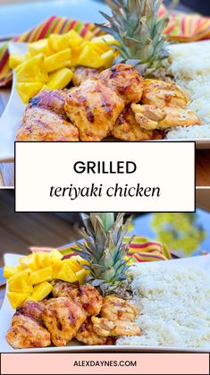 grilled teriyaki chicken with pineapples and rice