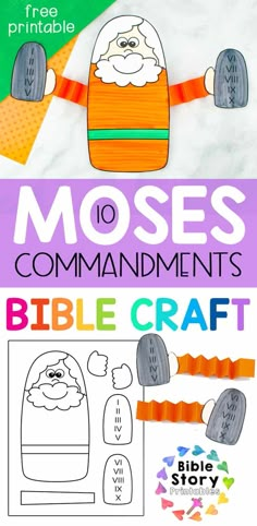 an image of a paper craft with the words mosses commandments bible craft on it