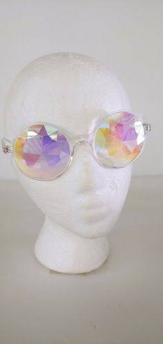 Find Holographic Kaleidoscope Round Glasses Festival Lens Rainbow Prism Sunglasses on eBay in the category Clothing, Shoes & Accessories>Men>Men's Accessories>Sunglasses & Sunglasses Accessories>Sunglasses. Rave Festival Sunglasses With Mirrored Lenses, Multicolor Glass Sunglasses For Festivals, Spidersonas Oc, Holographic Clothes, Holographic Outfit, Glass Clothes, Space Glasses, Rainbow Clothes, Rave Mask