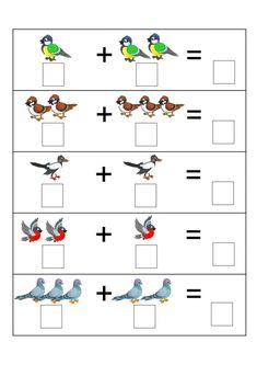 a worksheet with birds and numbers on it