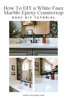 how to diy a white faux marble epox countertop with step by step instructions