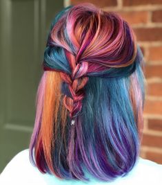 Vivid Winter Hair Color, Multi Colored Hair Ideas, Red Hair With Colored Streaks, Copper And Teal Hair, Edgy Fall Hair Color, Multicolor Hair Ideas, Under Color Hair Ideas Blondes, Summer Vivid Hair Color, Pixie Color Ideas