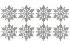 four snowflakes are shown on a white background