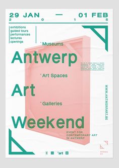 the poster for an art space is shown in green and pink colors, with text on it