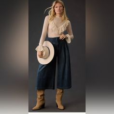 Anthropologie Gaucho Jeans. I Wanted To Love But They Were Not A Good Fit For Me. Holiday Jumpsuit, Striped Wide Leg Trousers, Trousers Women Wide Leg, Wide Leg Lounge Pants, Gaucho Pants, Cozy Pants, Printed Palazzo Pants, Sailor Pants, Wide Leg Crop Pants