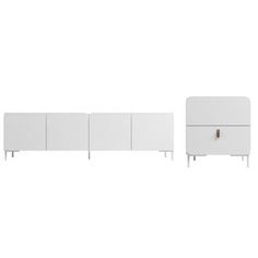 the sideboard and cabinet are all white