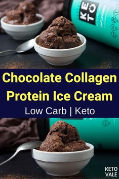 chocolate collagen protein ice cream in two bowls