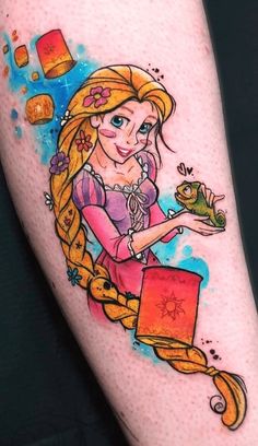 a tattoo with a princess holding a frog