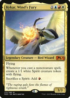 the card for kykar, wind's fury is shown with an image of a bird