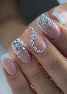 January Nail Designs, New Years Nail Designs, New Years Eve Nails, January Nails, Glamorous Nails, Glam Nails, New Year's Nails