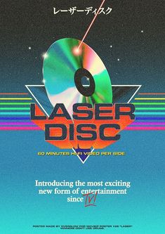 Retro magazine ad from the 80s for the old laser disc system 90s Graphic Design, 80s Posters, 80s Poster, 80s Logo, Desain Buklet, Retro Graphic Design, 80s Design, Retro Game