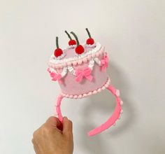 Pink cake headband is made of felt, pompoms and attached to wide hard headband.  Cake size: 2,75"( 7 cm) tall, 3,9"( 10 cm) in diameter .  Perfect for any age :adults and kids ( from 5 years old) . Candyland Headband, Cake Headband, Felt Cake, Birthday Costume, Candy Birthday, Felt Headband, Sweets Candy, Cake Shapes, Cake Sizes