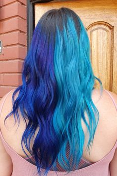 Blue Lashes, Unicorn Hair Color, Split Dye, Hair Play, Split Dyed Hair, Light Blue Hair, Pretty Rainbow, Vivid Hair Color