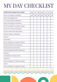 a printable checklist with the words'my day checklist'on it