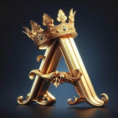 a gold letter with a crown on top