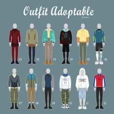 an image of men's clothing from different angles and sizes, with the words cutifi adaptable on it