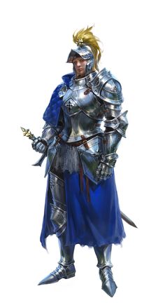 Blue Knight, Knight Armor, Game Character Design, Armors, Armor Concept, Fantasy Warrior, Character Design Male