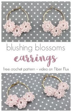 the instructions for crocheted flower hoop earrings