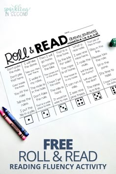 A roll and read fluency worksheet Reading Fluency Kindergarten, Substitute Teacher Resources, Reading Fluency Activities, Roll And Read, Read Read Read, Word Building Activities, Reading Buddies, Phonics Instruction