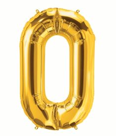 the letter o is made out of gold foil and it looks like an air filled balloon