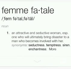 an image of a woman's face with the words femme fa - tale on it