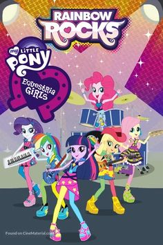 the poster for my little pony movie is called rainbow rocks and it's also features pinkie ponies