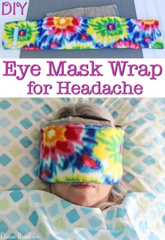 the eye mask wrap for headache is made with tie - dyed fabric