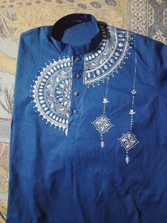 #hand printed design  @handprinted   #panjabi printing Fabric Work On Punjabi, Hand Paint Kurta For Men, Hand Painted Panjabi For Men, Punjabi Fabric Design, Panjabi Art Design For Men, Fabric Painting Kurti Design, Panjabi Painting Design For Men, Kolka Design Panjabi, Painting On Kurta For Men