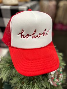 Christmas Embroidered Trucker Hat, Ho Ho Ho Back Chain, Ho Ho Ho, Holiday Time, Summer Tee, Holiday Spirit, Holiday Cheer, The Holiday, Final Sale, Trucker Hat