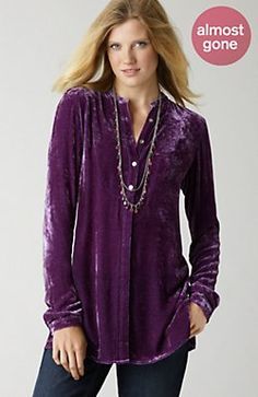 Velvet Outfits, Velvet Tunic, Velvet Clothes, Velvet Blouses, Velvet Fashion, Velvet Tops, Fall 2018, Silk Velvet