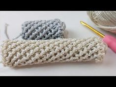 two crocheted items sitting next to each other