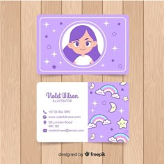 Plantilla de tarjeta de visita con perso... | Free Vector #Freepik #freevector #tarjeta-visita #negocios #tarjeta #estrella Illustration Business Cards, ليلو وستيتش, Cute Business Cards, Art Business Cards, 동화 삽화, Graphic Design Business Card, Name Card Design, Desain Editorial, Visiting Card Design