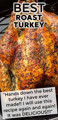 the best roast turkey is on display in front of an ad for it's delivery