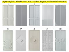 different types of doors and windows with numbers on each door, including the number one