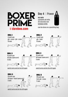 a poster with instructions for how to do the boxer prime exercise, in black and white