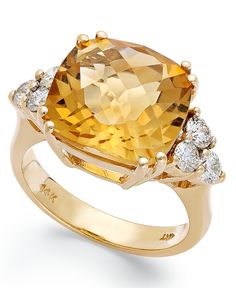 Macy's Diamond Ring With Accent Stones For Formal Occasions, Macy's Formal Gemstone Rings, Macy's Formal Gold Diamond Ring, Yellow Topaz Jewelry, Simple Silver Jewelry, Chic Rings, Citrine Jewelry, Cushion Cut Ring, Topaz Jewelry