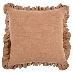 a brown pillow with ruffled edges