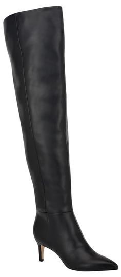 PRICES MAY VARY. Complete your outfit in the Nine West Sensa dress boots. This boot features a stiletto heel, over the knee silhouette and a stylish pointy toe. The Sensa is guaranteed to turn heads! Founded in 1978, Nine West empowers women to take on the world in style, from day to night. Pointy Toe ; Zipper Closure Faux Leather Upper 2.4" heel height Kitten Heel Over The Knee Boots, Sweater Dress And Knee High Boots, Black Dresses With Boots, High Boots Outfit Winter, Riding Boots Fashion, Black Heel Boots, Dress Boots, Long Boots, Thigh High Boots