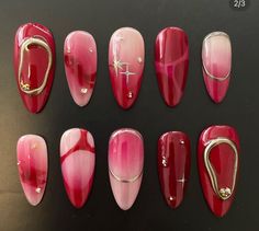 Red Aesthetic Nails, Innerbloom Nails, Nails Bubble, Bubble Nails, Wow Nails, Airbrush Nails, Nail Stuff, Pretty Gel Nails, Long Acrylic