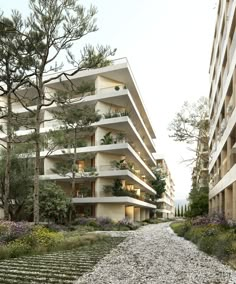 an artist's rendering of a building with multiple balconies on each floor